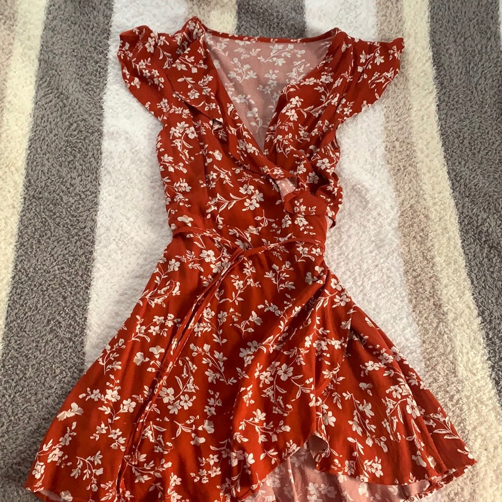 Orange wrap dress